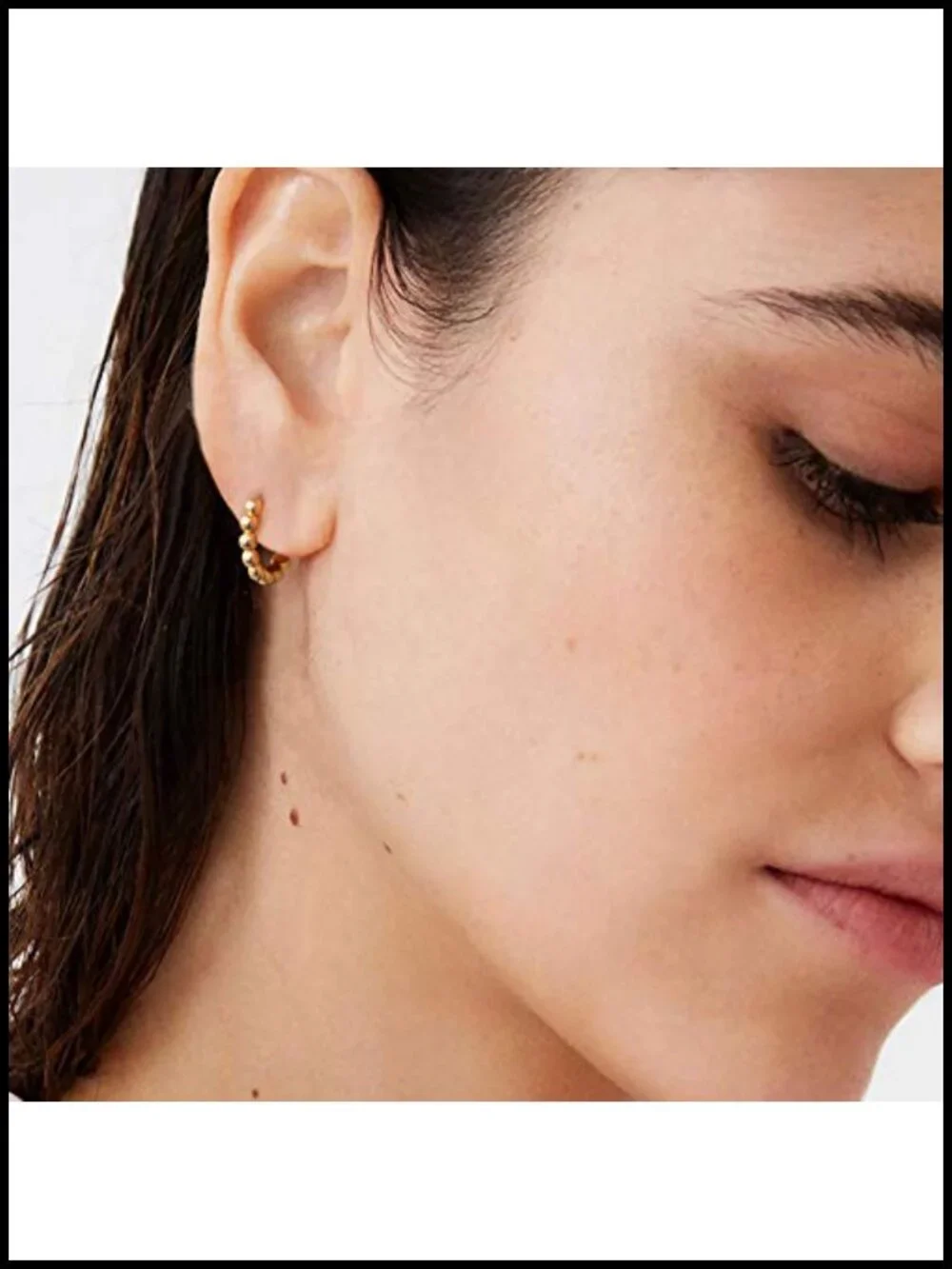14K Gold Plated Beaded Huggie Hoop Earrings Dainty Hypoallergenic Jewelry for